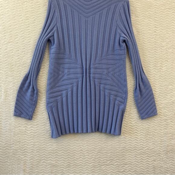 Soft Surroundings Blue Longline Gold Zip Geometric Cardigan Sweater Womens Small - Picture 6 of 15